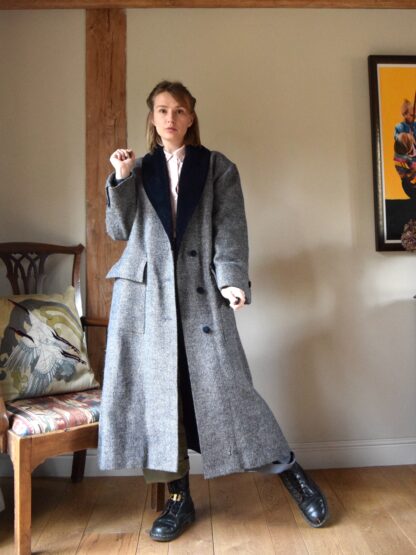 Laura Ashley Welsh Tweed and Velvet Coat. Medium