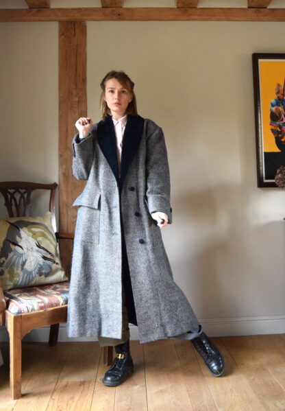 Laura Ashley Welsh Tweed and Velvet Coat. Medium