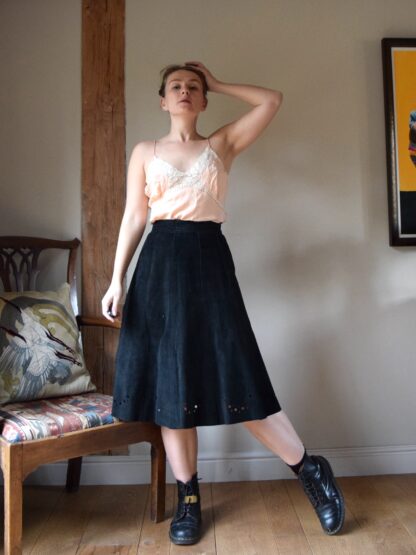 70s Suede Waistcoat and Skirt Set. Size Small - Image 4